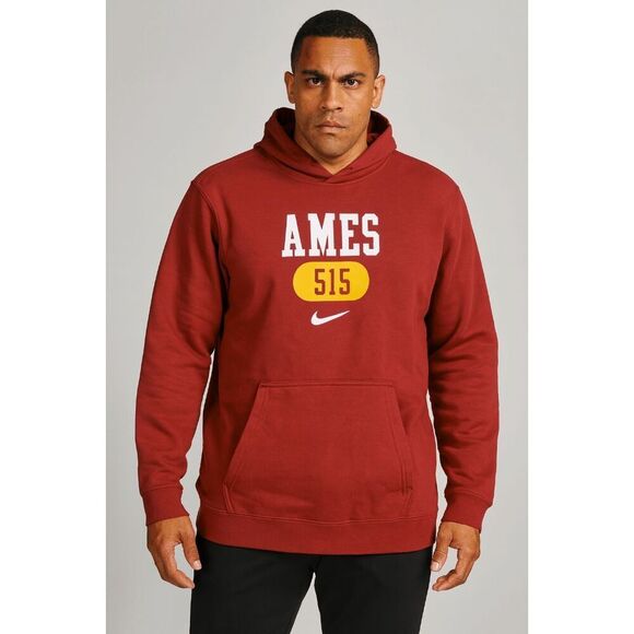 Nike Men's Iowa State Cyclones Cardinal Ames 515 Area Code Hooded Sweatshirt Red - Picture 1 of 9